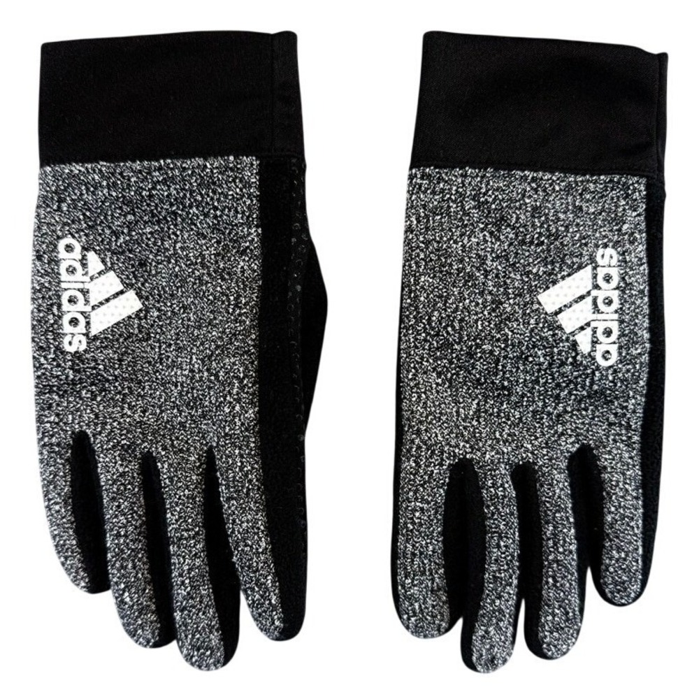 Adidas Running Gloves Black White Marled Knit Touchscreen Grip M/L RN23819 NWOT